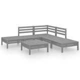 6 Piece Garden Lounge Set Solid Pinewood Grey 3082644