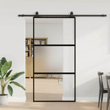 Sliding Door with Hardware Set Black 102.5x205 cm Tempered Glass 3375959