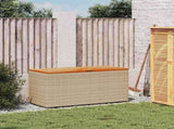 Garden Storage Box Beige 110x50x54 cm Poly Rattan Acacia Wood 365957