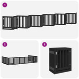 Dog Gate with Door Foldable 12 Panels Black 600 cm Poplar Wood 3155654