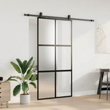 Sliding Door with Hardware Set Black 102,5x205 cm Tempered Glass 3375962