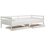 Day Bed Drawers 2 pcs White Solid Pinewood 806971