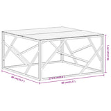 Coffee Table Silver Stainless Steel and Tempered Glass 349947