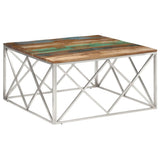 Coffee Table Silver Stainless Steel and Solid Reclaimed Wood 349984