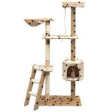 Cat Tree with Sisal Scratching Posts 150 cm Paw Prints Beige 170488