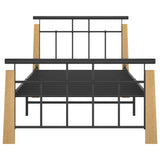 Bed Frame without Mattress Metal and Solid Oak Wood 100x200 cm 324898