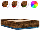 Bed Frame with LED without Mattress Smoked Oak 150x200 cm King Size 3209608