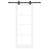 Sliding Door White 83 x 211 cm Solid Pine Wood and Glass 3332280