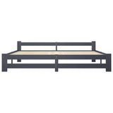 Bed Frame Dark Grey Solid pine wood, plywood Double Durable 322025