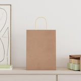 Paper Bags 250 pcs with Handles Brown 26x12x35 cm 4101590