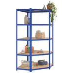 5-Layer Corner Shelf Blue Steel&Engineered Wood 152889