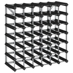 ZNTS Wine Rack for 42 Bottles Black Solid Pine Wood 325915