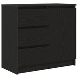 Sideboard with Drawer Black Oak 71x35x65 cm Engineered Wood 861572