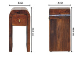 Solid Wood Mini Darcy Chestnut Nightstand with Curved Edges, 1 Drawer, Dark Brown B2743P403470