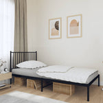 ZNTS Metal Bed Frame without Mattress with Headboard Black 100x190cm 350858