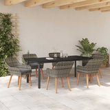 Garden Dining Set with Cushion 7 pcs Grey Poly Rattan 3261689
