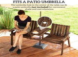 2-Seater Garden Bench with Table & Parasol Hole, Antique Loveseat for Porch, Patio, Carbonised T3398P320095
