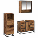 Bathroom Furniture Set with Door 3 pcs Old Wood Engineered Wood 3402494