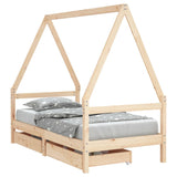 Kids Bed Frame with Drawers 80x160 cm Solid Wood Pine 834474