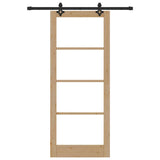 Sliding Door Natural 86 x 211 cm Solid Pine Wood and Glass 3332285