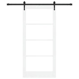 Sliding Door White 93 x 202 cm Solid Pine Wood and Glass 3332344