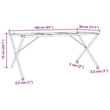 ZNTS Dining Table Legs X-Frame 160x80x73 cm Steel 357912