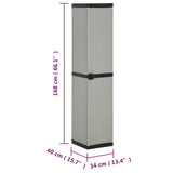 340985 Garden Storage Cabinet with 3 Shelves Grey & Black 34x40x168 cm