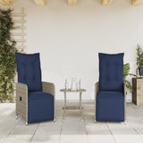 Reclining Garden Chairs 2 pcs with Cushions Grey Poly Rattan 365704