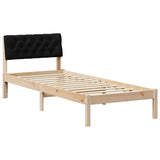 Bed frame Brown and black 75 x 190 cm Solid pine wood 878651