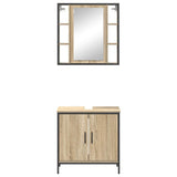 Bathroom Furniture Set with Shelf 2 pcs Brown Engineered wood 3345128
