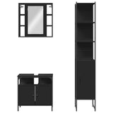 3 Piece Bathroom Cabinet Set Black Engineered Wood 3214735
