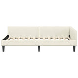 Corner Bed Frame with Headboard Cream 90 cm x 200 cm Velvet 42016161