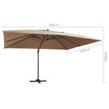 Cantilever Garden Parasol with LED Lights and Aluminium Pole 400x300 cm Taupe 47007