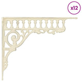 Wall Shelf Brackets 12 pcs Antique White 27.5 x 23 x 4 cm Steel 42038804