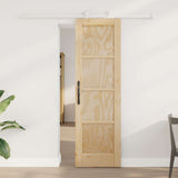 Sliding Door Natural and White 61 x 198.5 cm Solid Pine Wood 3445467