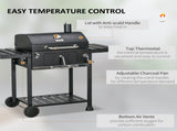 Adjustable Charcoal Pan BBQ, with Thermometer and Warming Rack T3398P314174