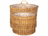 Planter Basket with Storage 2 pcs Natural Brown Kubu Rattan 42020952
