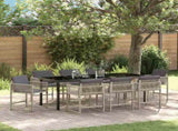 Garden Dining Set 9 pcs Light Grey Poly Rattan 3380764