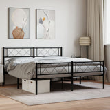 Metal Bed Frame without Mattress with Footboard Black 160x200cm 372298