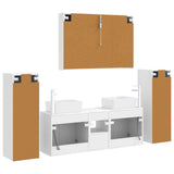 Bathroom Furniture Set 6 pcs White Engineered Wood and Glass 3407167