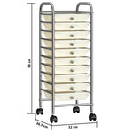 10-Drawer Mobile Storage Trolley White Plastic 320403