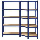 2 Piece 5-Layer Shelves Set Blue Steel&Engineered Wood 3307613