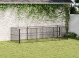 Dog Playpen 8 Panels Black Galvanised Steel 3209557