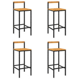 Bar Stools 4 pcs Black Poly Rattan and Solid Wood Acacia 362608