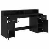 Desk with Drawer Black oak 160 x 55 x 91 cm Engineered wood 3365615