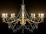 Adjustable Chandelier with Beads E14 Metal and Acrylic Gold 42053793