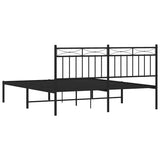 Metal Bed Frame without Mattress with Headboard Black 150x200cm 373693