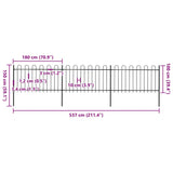 Garden Fence with Hoop Top Steel 537x100 cm Black 277658