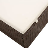 Sun Lounger Brown PE rattan 195 x 65 x 110 cm Removable Covers 317114