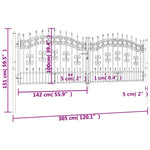 ZNTS Fence Gate with Spear Top Black 305x151 cm Powder-coated Steel 151095